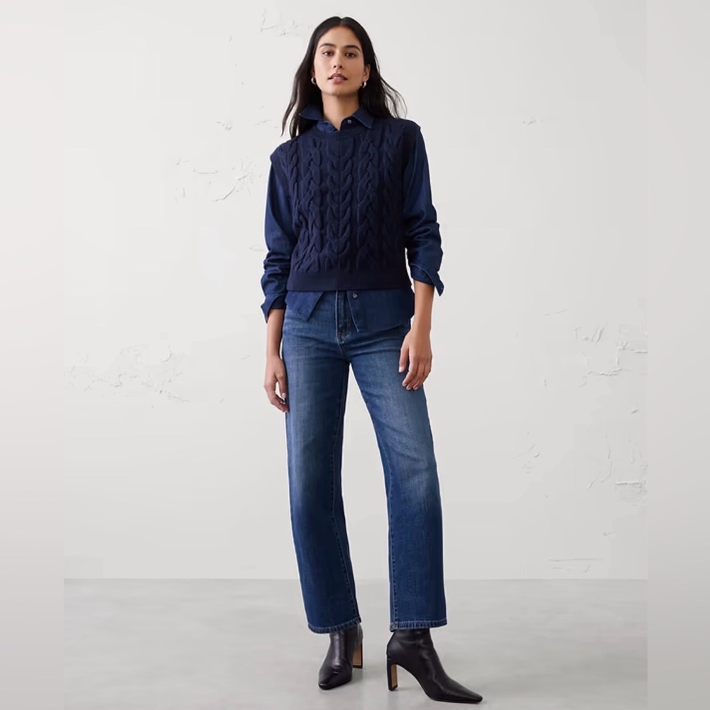 Banana Republic High Rise Straight-Leg Indigo Denim Jeans